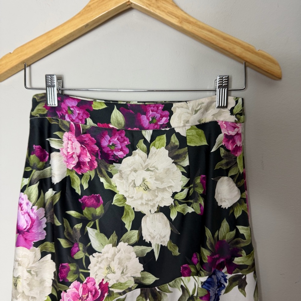 Anthropologie Hutch Meadow Midi Floral Asymmetrical Skirt Satin Size 4 790 - Picture 8 of 12